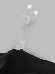 SHEIN 少女秋冬露肩荷叶边网纱紧身约会黑色长袖连衣裙 露肩连衣裙 青少年黑色连衣裙 长款黑色连衣裙 女童网纱连衣裙 女童黑色连衣裙 万圣节连衣裙 女童黑色连衣裙 - 黑色 - 查看 5