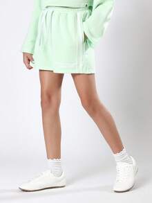 SUMWON Tween Girls Two Piece Matching Outfit Mint Green Number Print Crop Top Shorts Set Summer Casual Wear Weekend Streetwear Youth Fashion - Green - View 4