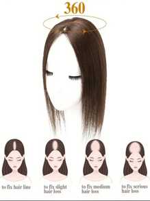 Trinh Nữ Tóc Topper Màu Đen Tự Nhiên Top Bộ Tóc Giả Không Nổ Thẳng Trang Trí Đồ Với Nổ Top Bộ Tóc Giả Dành Cho Nữ - Màu đen tự nhiên - Xem 8