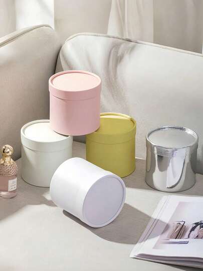 1pc Small Round Bucket Vase Solid Color Flower Arrangement Vase DIY Craft Home Decor Gift Packaging Holiday Christmas Wedding Party Decorations Minimalist Modern Desk Decor Vase For Living Room Office