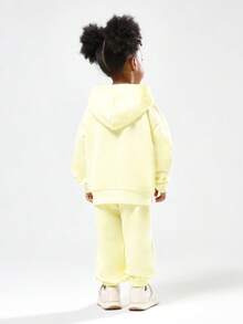 SUMWON Kids Studios Logo Sweatshirt Co-Ord Set Matching Hoodie And Joggers Two Piece Outfit Casual Fall Winter Wear - Yellow - View 2
