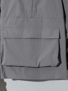 SHEIN 青少年男童休闲舒适百搭大口袋连帽夹克