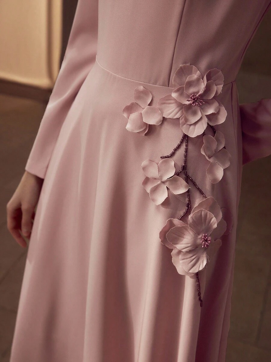 MOTF PREMIUM APPLIQUES ZIPPER DRESS - Pink - View 2