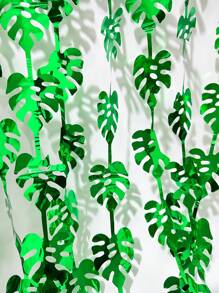 夏威夷热带派对装饰绿色棕榈叶花环 3.3X6.6 英尺铝箔流苏窗帘背景热带棕榈叶铝箔流苏横幅适合野性生日、夏威夷宴会和丛林恐龙派对，非常适合夏季海滩和泳池派对，夏威夷 - 綠色 - 查看 6
