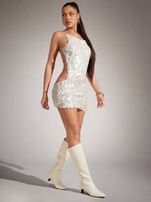 SHUZIA Bottes mi-hautes confortables à fermeture éclair pour femmes, avec talon moyen