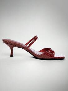 SHUZIA Women's Minimalist Round Toe Mule Heel Sandals - Red - View 6