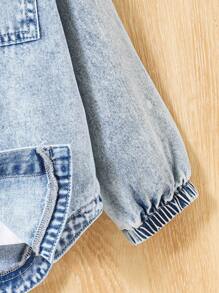 Kurtka z kapturem i długim rękawem dla chłopców w jasnoniebieskim, spranym denimie, dziecięca kurtka z materiału koszulowego, lekka, miękka i wygodna, odpowiednia do szkoły, na festiwale, na co dzień i do noszenia w domu/na zewnątrz