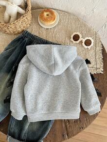 Sweatshirt Berkerudung dengan Hiasan Pita untuk Bayi Perempuan & Balita Perempuan, Cocok untuk Dipakai Sehari-hari, di Musim Gugur/Musim Dingin - Grey - View 4