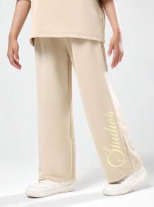 SUMWON Oversize T-Shirt Pants Set Kids Casual Two Piece Style Wear Fall Winter Matching Outfit Comfortable Streetwear