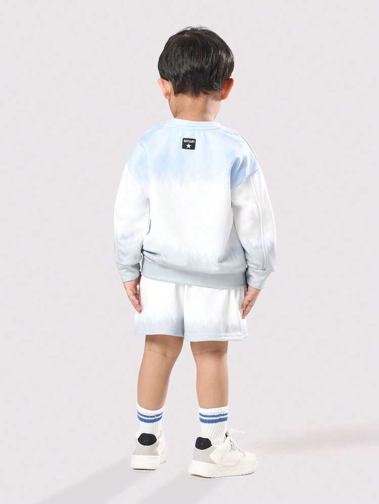 Tie Dye Sweatshirt And Shorts With Text Print
