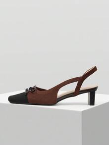 MOTF COLORBLOCK BOW DECOR SLINGBACKS PUMPS - Brown - View 3