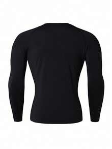Gym Rark Men's Elastic Breathable Moisture-Wicking Letter Print Long Sleeve T-Shirt And Shorts Sports Gym Set - Black - View 2