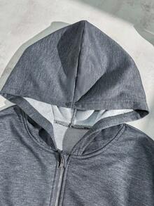 Teen Girl Solid Color Minimalist Casual Sweatshirt Fall Winter - Dark Grey - View 3