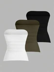 Sweetra 女士休闲百搭抹胸 - 彩色 - 查看 2