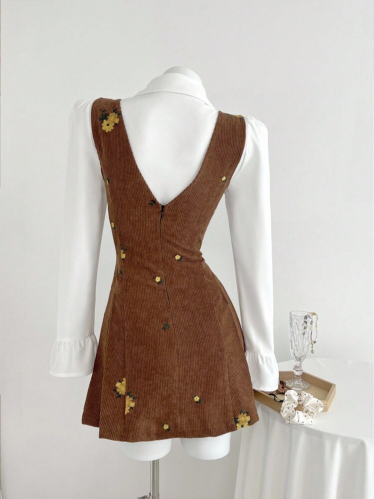 Elamini 复古拼布撞色两件套迷你连衣裙 - 彩色 - 查看 2