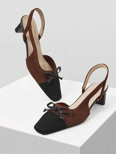 MOTF Zapatos de tacón tipo slingback con detalle de lazo en colorblock