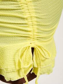 Zestiva 夏季海滩纯色比基尼套装 O 形环细节交叉胸罩和比基尼和抽绳褶皱沙滩裙 3 件比基尼