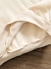 年轻女孩基本款圆领羊毛衫 - 白色