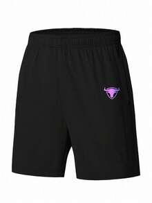 Gym Rark Men's Elastic Breathable Moisture-Wicking Letter Print Long Sleeve T-Shirt And Shorts Sports Gym Set - Black - View 3