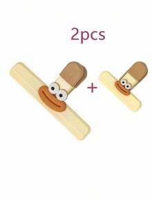 SHEIN 1/2 件可爱卡通零食夹，多功能食品封口机，防潮收纳夹，适用于厨房、办公室、学校 - 塑料食品袋密封夹，家用厨房收纳配件 - 彩色 - 查看 14