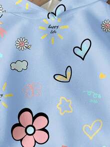 SHEIN Leap Crew 女童休閒卡通圖案寬鬆舒適長袖運動衫，女童運動衫、女孩運動衫、兒童運動衫、幼兒運動衫，適合秋冬穿著 - 彩色 - 查看 3