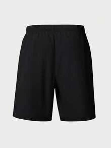 Gym Rark Men's Elastic Breathable Moisture-Wicking Letter Print Long Sleeve T-Shirt And Shorts Sports Gym Set - Black - View 5