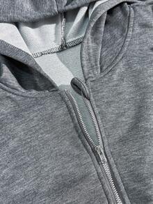 Teen Girl Solid Color Minimalist Casual Sweatshirt Fall Winter - Dark Grey - View 4
