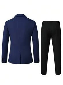 Manfinity Mode 男士纯色简约日常长袖西装 - 彩色 - 查看 2