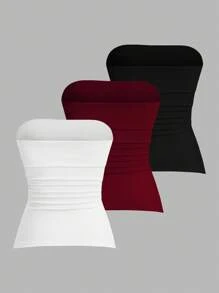 Sweetra 女士休闲百搭抹胸 - 彩色 - 查看 2