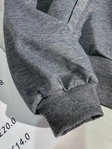 Teen Girl Solid Color Minimalist Casual Sweatshirt Fall Winter - Dark Grey - View 8