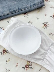 SHEIN 2 Stück/Set Einfacher, bequemer gepolsterter plissierter hautfreundlicher trägerloser BH-Set für Teenager-Mädchen