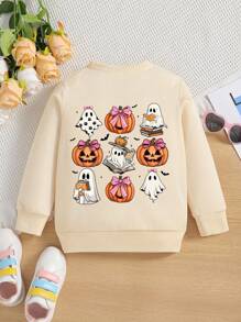 年轻女孩基本款圆领羊毛衫 - 白色