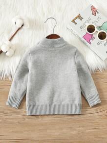 SHEIN Babyboy/Babygirl Khaki Casual Minimalist Turtleneck Sweater, Autumn/Winter Fall - Multicolor - View 2