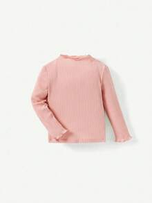 Cozy Pixies Set de 2 piezas de top de manga larga de unicolor con cuello de volantes casual y versátil para niña bebé - Multicolor - Ver 8