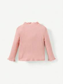 Cozy Pixies Set de 2 piezas de top de manga larga de unicolor con cuello de volantes casual y versátil para niña bebé - Multicolor - Ver 6