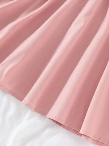 Setelan 2 Potong: Kaos Tanpa Lengan Warna Polos Kasual dan Rok Mini untuk Anak Perempuan Remaja. - Berwarna merah muda - View 8