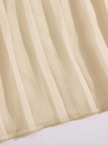 Mono elegante de fiesta con cuello redondo, sin mangas y plisado en la cintura para niñas preadolescentes - Albaricoque - Ver 6