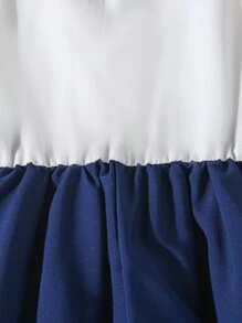 年轻女孩优雅撞色蕾丝和编织绿色连衣裙下摆拼接闪亮腰带连衣裙，适合夏季