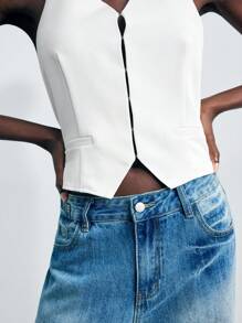 Maija 2025 休闲都市露背深V领露背大蝴蝶结吊带女式背心，适合初秋休闲度假 - 白色 - 查看 5