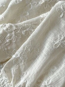 Elamini Robe mini fluide à couleur unie et texturée avec broderie pour femmes - Nude - Voir 6