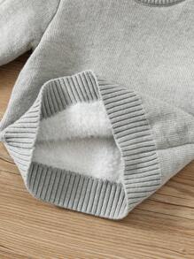 SHEIN Babyboy/Babygirl Khaki Casual Minimalist Turtleneck Sweater, Autumn/Winter Fall - Multicolor - View 3