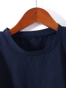 Genkimix Kids 女童休闲日常圆领短袖短款黑色T恤搭配3D蝴蝶结装饰和直筒宽松裤夏季套装