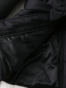 SHEIN 女童纯色连帽休闲羽绒服 冬季外套 女童冬季外套 女童黑色连帽外套 女童毛领冬季外套 女童系带外套 女童系带冬季外套 秋季 - 黑色 - 查看 11