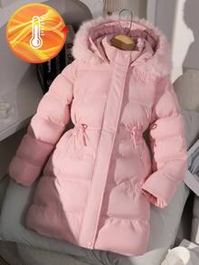 SHEIN Girls' Butterfly Embroidered 3D Pattern Padded Thick Warm Comfortable Fashionable Elegant Chic Formal Dance Party Coat, Autumn/Winter Fall