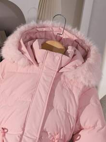 SHEIN Girls' Butterfly Embroidered 3D Pattern Padded Thick Warm Comfortable Fashionable Elegant Chic Formal Dance Party Coat, Autumn/Winter Fall