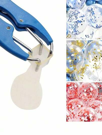 1 pieza Pinzas expansoras de globos, herramienta de relleno de globos de acero inoxidable azul, estiradora de globos, pinzas de llenado de lentejuelas y pétalos para actividades de fiestas en el hogar, herramientas DIY para llenar globos transparentes Bobo, globos de burbujas, confeti, Navidad, boda, Halloween