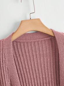 EMERY ROSE Plus Size Casual Solid Color Double Pocket Cardigan Fall Winter Cloth For Women Autumn - Rose Red - View 4