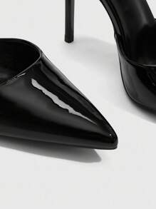 CUCCOO SZL 女士黑色尖头细高跟鞋性感晚会女士高跟鞋带踝带 - 黑色 - 查看 7