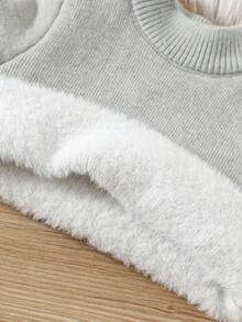 SHEIN Babyboy/Babygirl Khaki Casual Minimalist Turtleneck Sweater, Autumn/Winter Fall - Multicolor - View 4