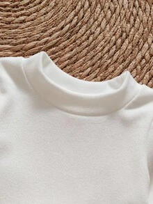 SHEIN Baby Mädchen süßer, niedlicher gestrickter Rollkragen Langarm-Top und gestrickte Latzhose Set - Korallenrosa - Übersicht 5